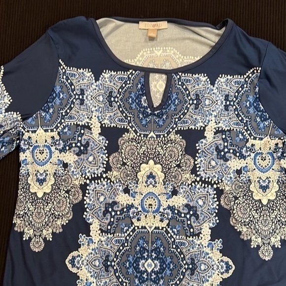 Roz & Ali Medallion Navy‎ Blue Tunic Size Large - Picture 3 of 5